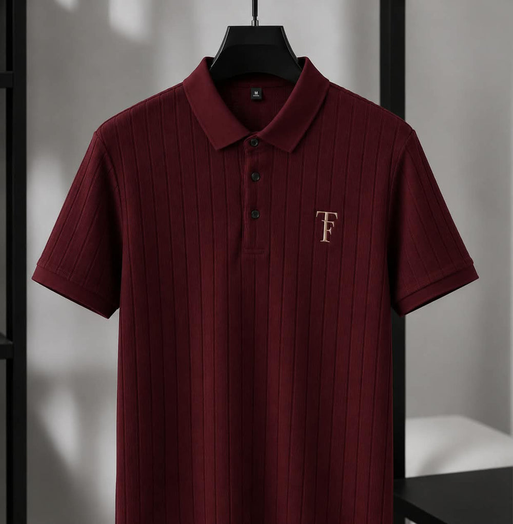 Polo Texturizado Fernato en color rojo burdeos